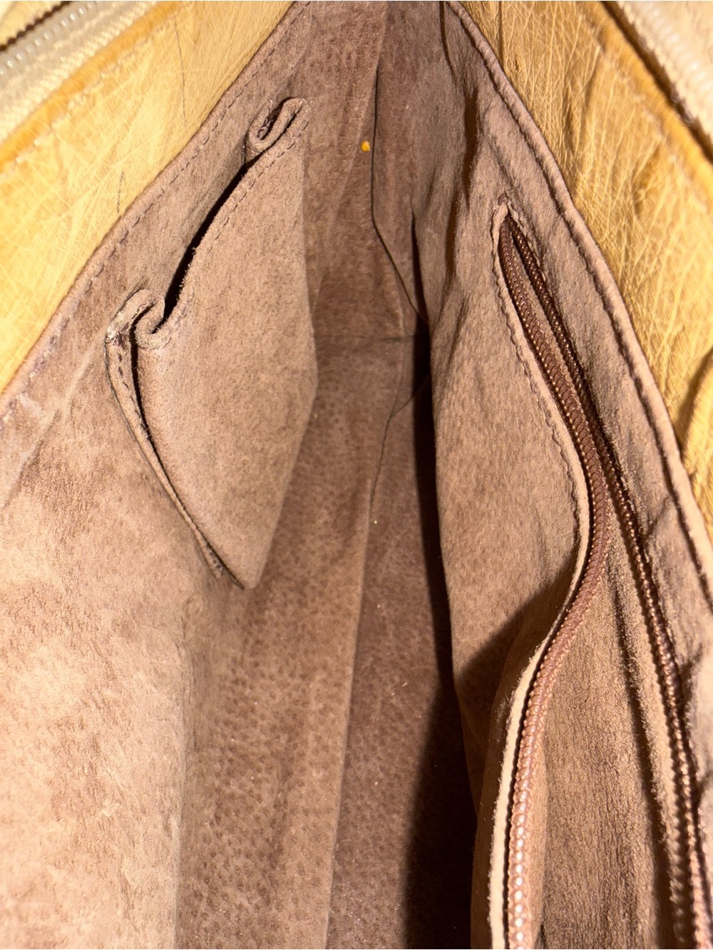 Vintage Ostrich Baguette Satchel Suede Lined - Picture 6 of 6